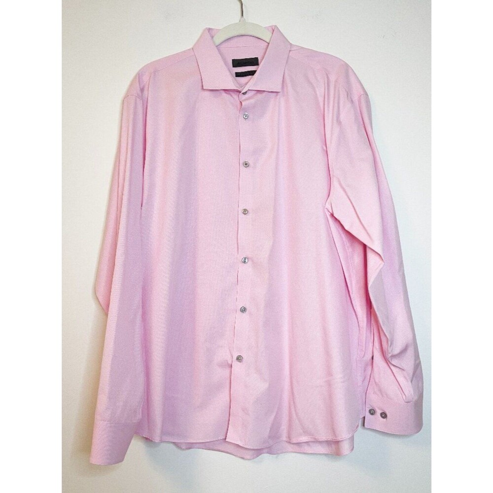 Calvin Klein CK Men's Pink Extreme Slim Fit Performance No Iron Shirt 18.5 34/35
